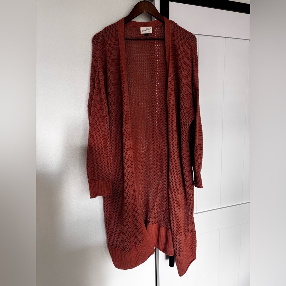Universal Thread Women's Open Knit Cardigan in Rust Color (2X)
